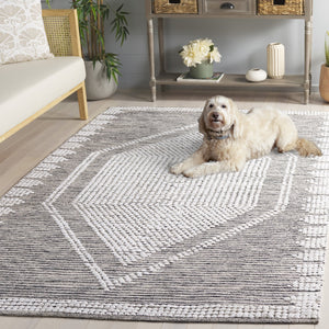 Safavieh Montauk Handloom Medium Rectangle Area Rug - Elegant Cotton Craftsmanship For Timeless Home Decor Black ,Ivory Cotton Mtk980z-5