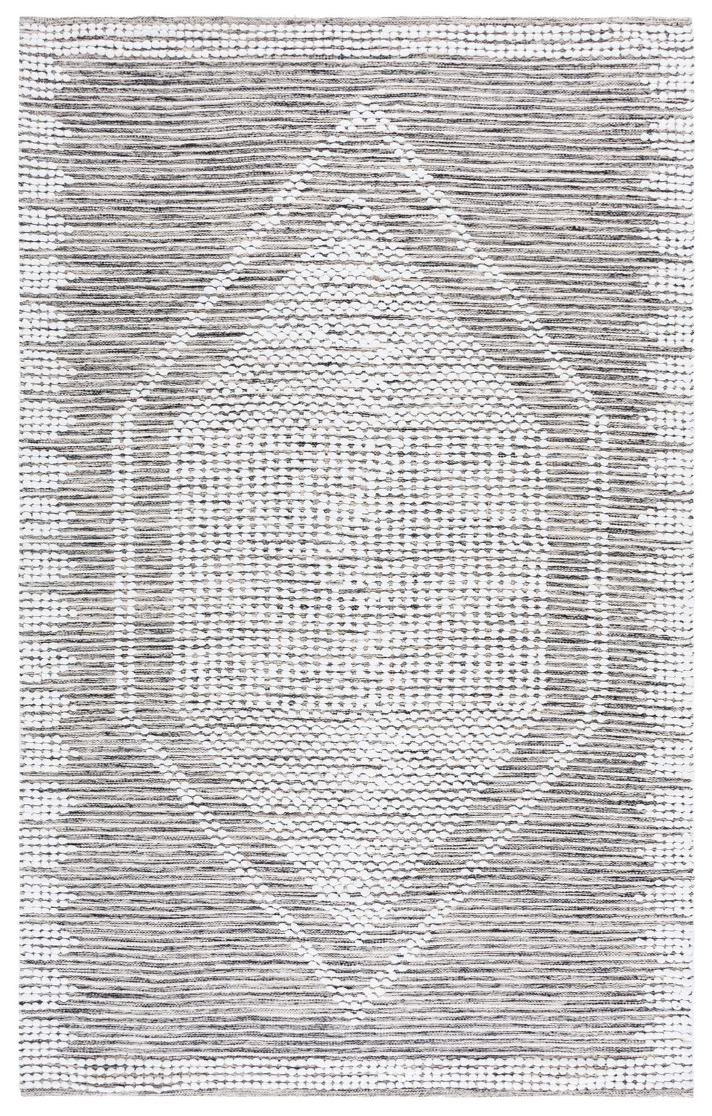 Safavieh Montauk Handloom Medium Rectangle Area Rug - Elegant Cotton Craftsmanship For Timeless Home Decor Black ,Ivory Cotton Mtk980z-5