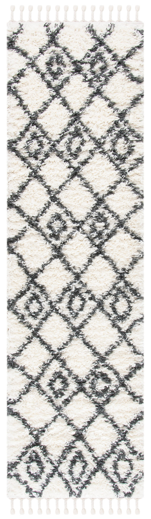 Safavieh Moroccan Bohemian-style Runner Rug - Luxurious Geometric Design For Elegant Home Decor Enhancement Ivory ,Dark Grey Polyproylene Mts335a-4