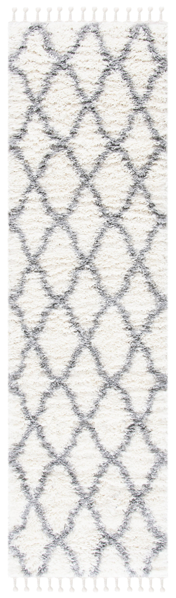 Safavieh Moroccan Tassel Shag Area Rug 4x6 Ft In Ivory & Light Grey - Bohemian Elegance & Comfort For Home Ivory ,Light Grey Polyproylene Mts358b-4