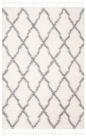 Safavieh Moroccan Tassel Shag Area Rug 4x6 Ft In Ivory & Light Grey - Bohemian Elegance & Comfort For Home Ivory ,Light Grey Polyproylene Mts358b-4