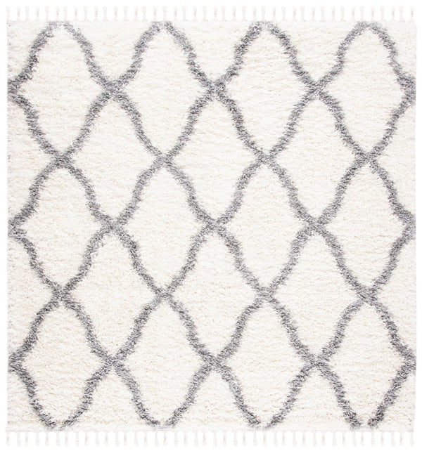 Safavieh Moroccan Tassel Shag Area Rug 4x6 Ft In Ivory & Light Grey - Bohemian Elegance & Comfort For Home Ivory ,Light Grey Polyproylene Mts358b-4