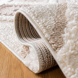 Safavieh Moroccan Tassel Shag Area Rug: Luxurious Geometric Design With Plush Comfort For Any Space Ivory ,Brown Polypropylene Pile Mts601a-3