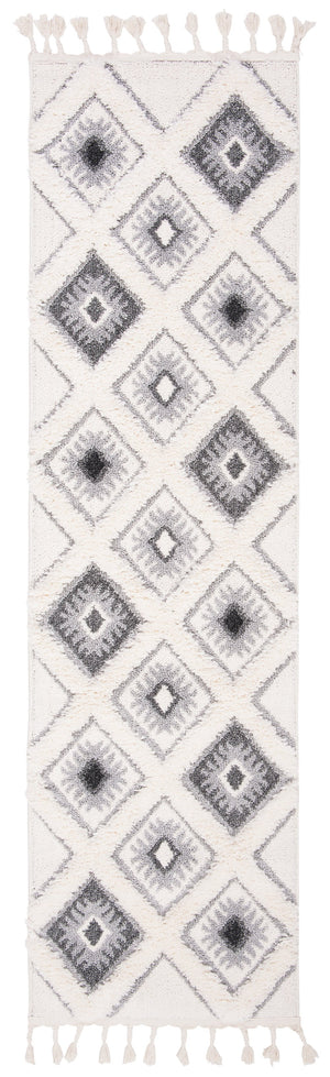 Safavieh Moroccan Tassel Shag Area Rug: Luxurious Geometric Design With Plush Comfort For Any Space Ivory ,Grey Polypropylene Pile Mts601f-4