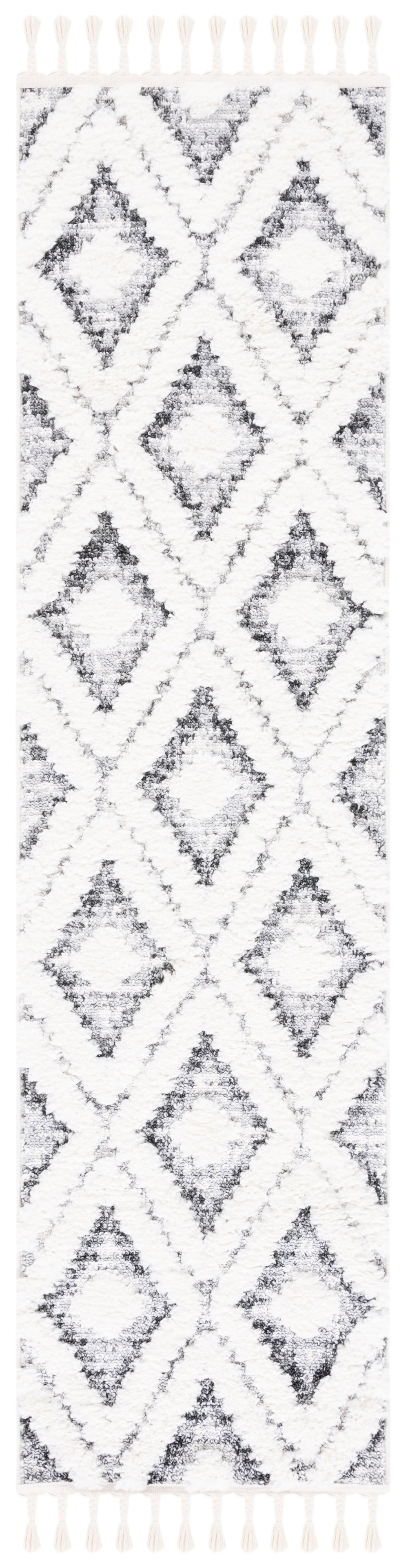 Safavieh Moroccan Tassel Shag Area Rug - Luxurious 2" High Plush Design With Timeless Elegance & Comfort Ivory ,Grey Polypropylene Pile Mts610a-7r