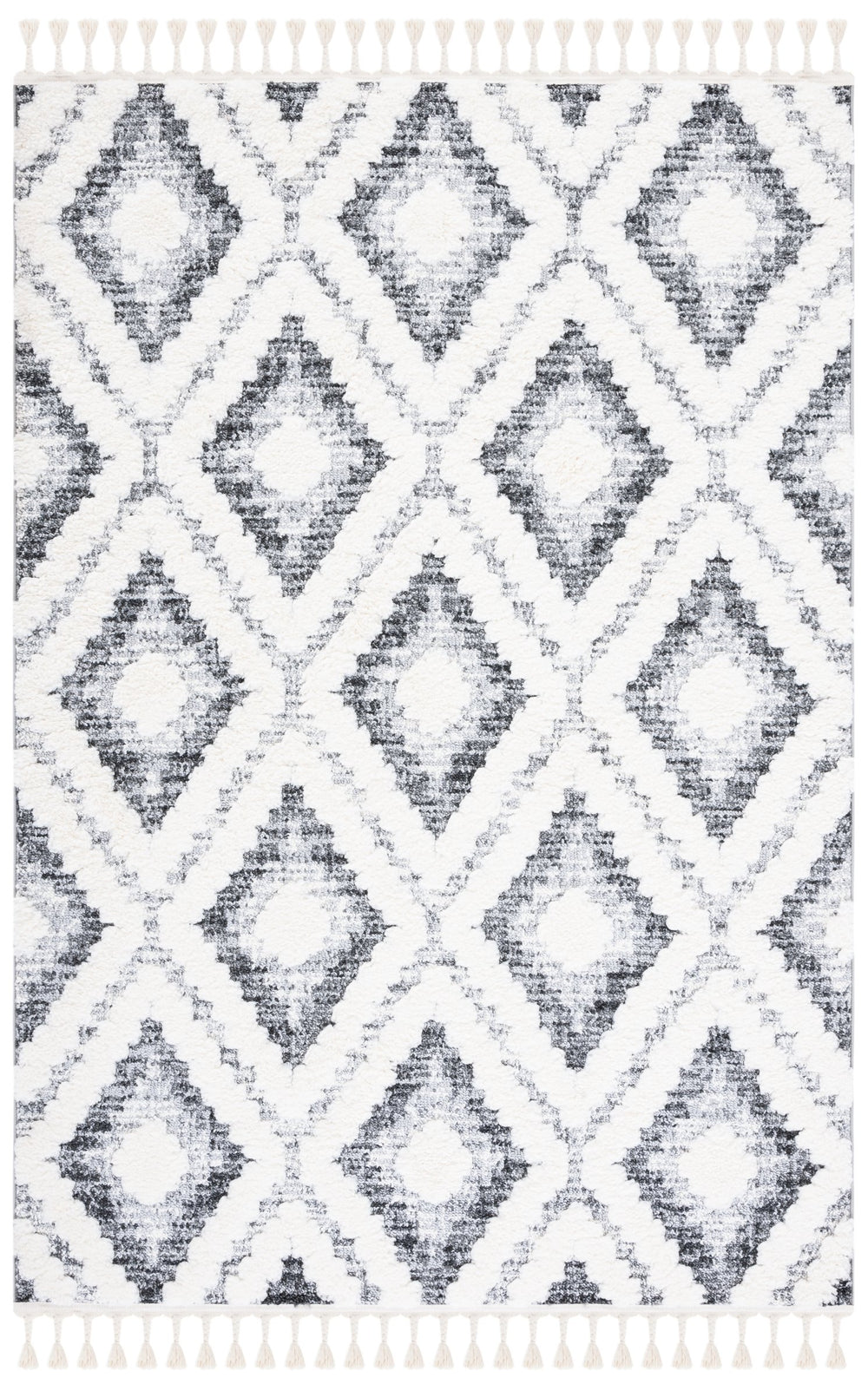 Safavieh Moroccan Tassel Shag Area Rug - Luxurious 2" High Plush Design With Timeless Elegance & Comfort Ivory ,Grey Polypropylene Pile Mts610a-7r