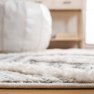 Safavieh Moroccan Tassel Shag Area Rug - Luxurious Plush Design With Geometric Motifs For Elegant Homes Grey ,Ivory Polypropylene Pile Mts612f-4