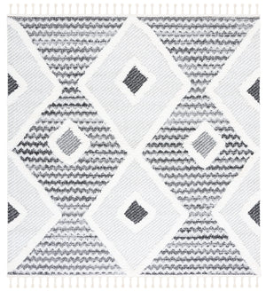 Safavieh Moroccan Tassel Shag Area Rug - Luxurious Plush Design With Geometric Motifs For Elegant Homes Grey ,Ivory Polypropylene Pile Mts612f-4