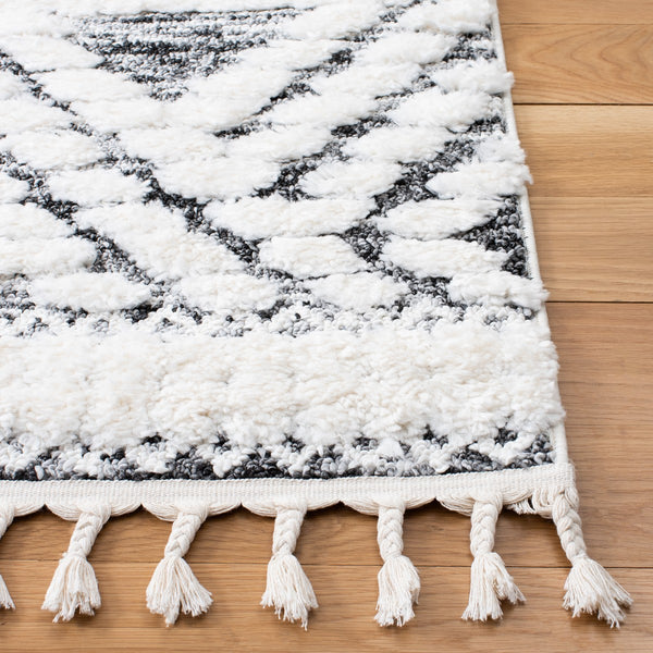 Safavieh Moroccan Tassel Shag 614 Power Loomed Shag & Flokati Rug X23 Ivory / Grey MTS614A-212
