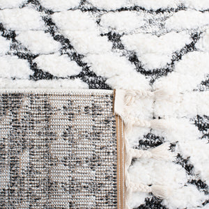 Safavieh Moroccan Tassel Shag Area Rug - Luxurious Geometric Design For Cozy Living Spaces And Durability Ivory ,Grey Polypropylene Pile Mts614a-8