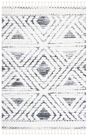 Safavieh Moroccan Tassel Shag Area Rug - Luxurious Geometric Design For Cozy Living Spaces And Durability Ivory ,Grey Polypropylene Pile Mts614a-8