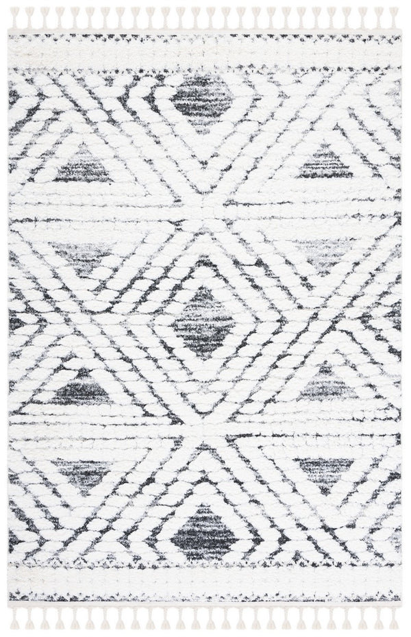 Safavieh Moroccan Tassel Shag 614 Power Loomed Shag & Flokati Rug X23 Ivory / Grey MTS614A-212