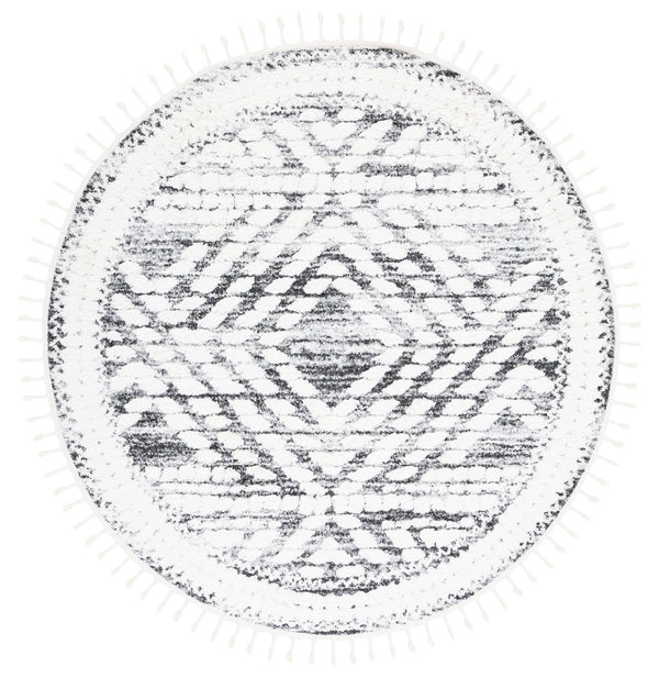 Safavieh Moroccan Tassel Shag Area Rug - Luxurious Geometric Design For Cozy Living Spaces And Durability Ivory ,Grey Polypropylene Pile Mts614a-8