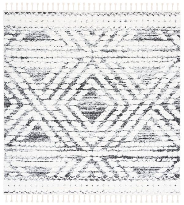 Safavieh Moroccan Tassel Shag Area Rug - Luxurious Geometric Design For Cozy Living Spaces And Durability Ivory ,Grey Polypropylene Pile Mts614a-8