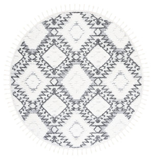 Safavieh Moroccan Tassel Shag Area Rug - Plush Geometric Design For Cozy Living Spaces And Elegant Décor Ivory ,Grey Polypropylene Pile Mts616a-4