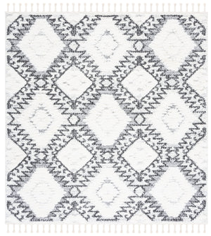 Safavieh Moroccan Tassel Shag Area Rug - Plush Geometric Design For Cozy Living Spaces And Elegant Décor Ivory ,Grey Polypropylene Pile Mts616a-4