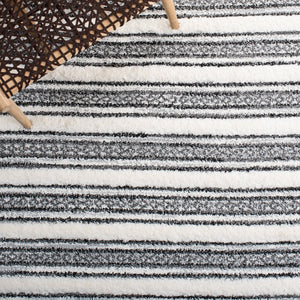 Safavieh Moroccan Tassel Shag Area Rug - Luxurious Softness With Elegant Grey Stripes For Cozy Living Spaces Grey ,Ivory Polypropylene Pile Mts620f-4
