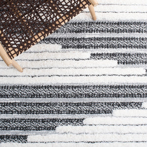 Safavieh Moroccan Tassel Shag Area Rug - Luxurious Softness And Artistic Design Crafted In Turkey For Elegance Dark Grey ,Ivory Polypropylene Pile Mts622f-7r