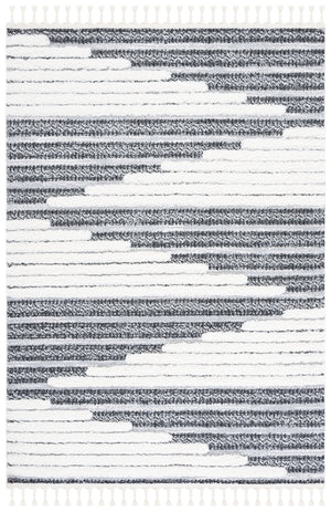 Safavieh Moroccan Tassel Shag Area Rug - Luxurious Softness And Artistic Design Crafted In Turkey For Elegance Dark Grey ,Ivory Polypropylene Pile Mts622f-7r