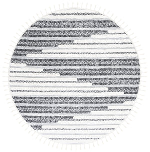 Safavieh Moroccan Tassel Shag Area Rug - Luxurious Softness And Artistic Design Crafted In Turkey For Elegance Dark Grey ,Ivory Polypropylene Pile Mts622f-7r