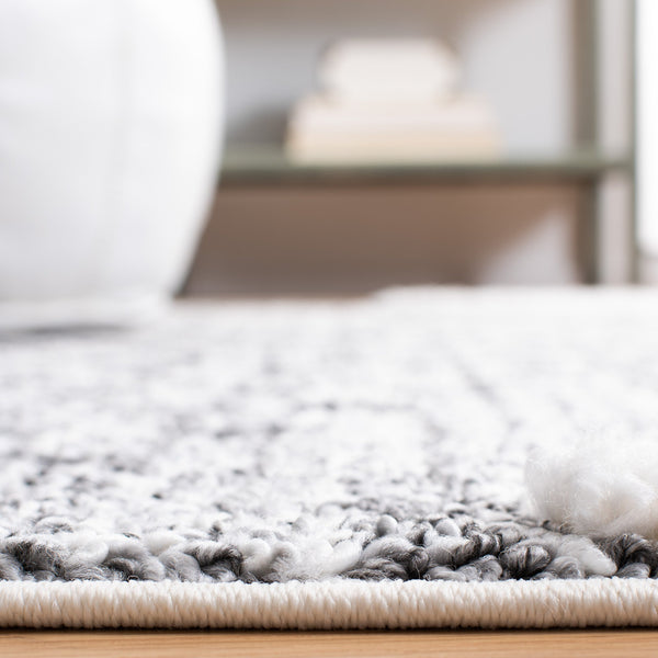 Safavieh Moroccan Tassel Shag Area Rug - Luxurious Geometric Design, Soft Comfort, Stylish Home Decor Addition Grey ,Ivory Polypropylene Pile Mts624f-4