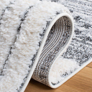 Safavieh Moroccan Tassel Shag Area Rug - Luxurious Geometric Design, Soft Comfort, Stylish Home Decor Addition Grey ,Ivory Polypropylene Pile Mts624f-4