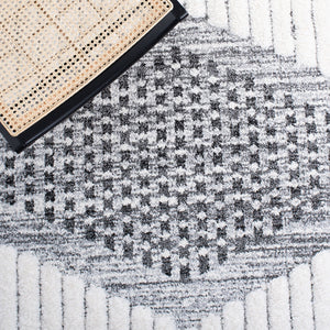 Safavieh Moroccan Tassel Shag Area Rug - Luxurious Geometric Design, Soft Comfort, Stylish Home Decor Addition Grey ,Ivory Polypropylene Pile Mts624f-4