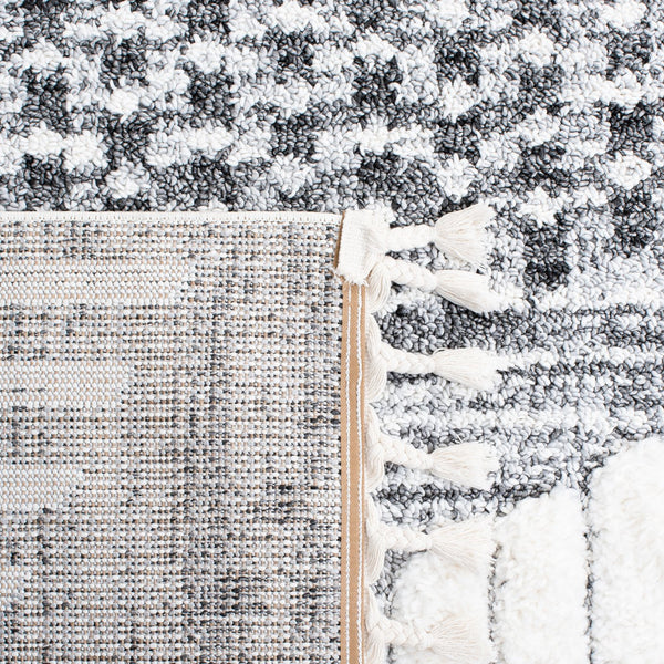 Safavieh Moroccan Tassel Shag Area Rug - Luxurious Geometric Design, Soft Comfort, Stylish Home Decor Addition Grey ,Ivory Polypropylene Pile Mts624f-4