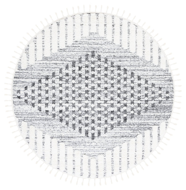 Safavieh Moroccan Tassel Shag Area Rug - Luxurious Geometric Design, Soft Comfort, Stylish Home Decor Addition Grey ,Ivory Polypropylene Pile Mts624f-4