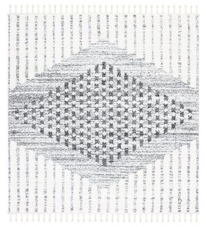 Safavieh Moroccan Tassel Shag Area Rug - Luxurious Geometric Design, Soft Comfort, Stylish Home Decor Addition Grey ,Ivory Polypropylene Pile Mts624f-4