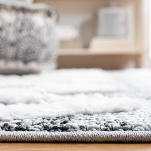 Safavieh Moroccan Tassel Shag Area Rug - Luxurious 9x12 Plush Design For Modern Homes, Oeko-tex Certified Grey ,Ivory Polypropylene Pile Mts626f-4