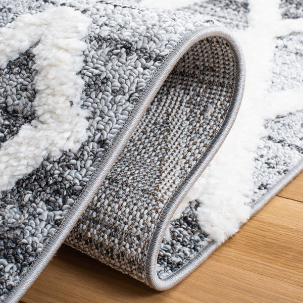 Safavieh Moroccan Tassel Shag Area Rug - Luxurious 9x12 Plush Design For Modern Homes, Oeko-tex Certified Grey ,Ivory Polypropylene Pile Mts626f-4