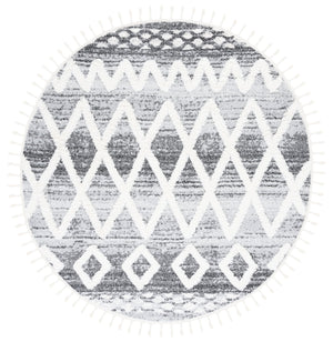 Safavieh Moroccan Tassel Shag Area Rug - Luxurious 9x12 Plush Design For Modern Homes, Oeko-tex Certified Grey ,Ivory Polypropylene Pile Mts626f-4