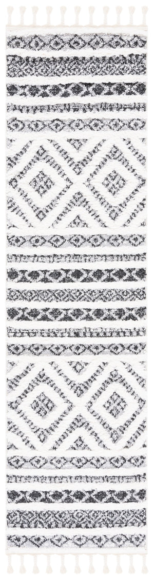 Safavieh Moroccan Tassel Shag Area Rug - Elegant Power Loomed Design With Durability And Timeless Charm Grey ,Ivory Polypropylene Pile Mts628f-7sq