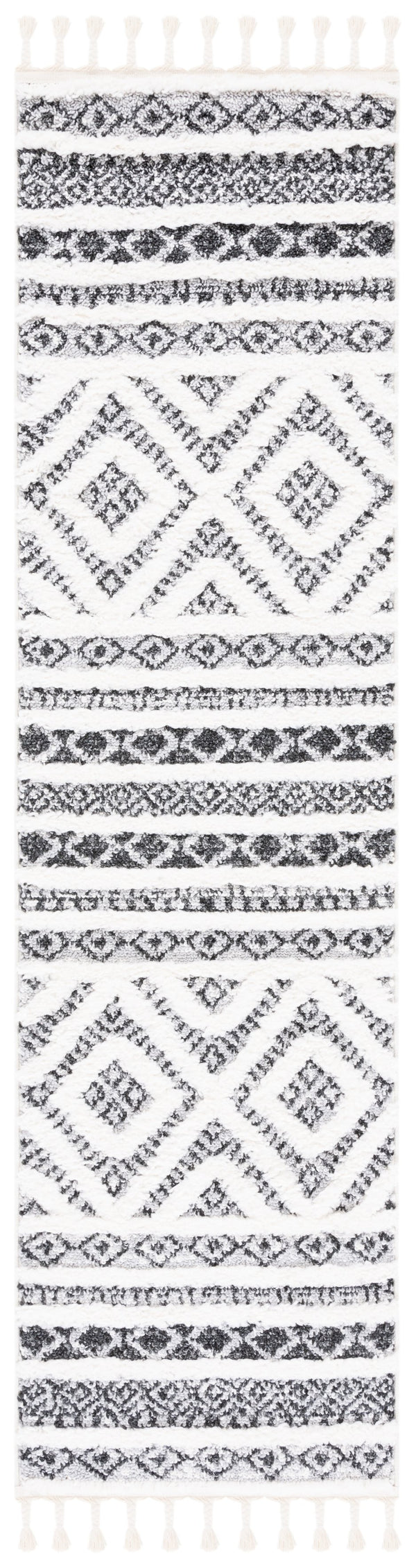 Safavieh Moroccan Tassel Shag Area Rug - Elegant Power Loomed Design With Durability And Timeless Charm Grey ,Ivory Polypropylene Pile Mts628f-7sq