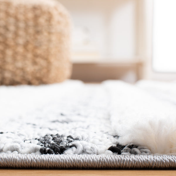 Safavieh Moroccan Tassel Shag Area Rug - Elegant Power Loomed Design With Durability And Timeless Charm Grey ,Ivory Polypropylene Pile Mts628f-7sq