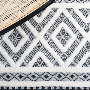 Safavieh Moroccan Tassel Shag Area Rug - Elegant Power Loomed Design With Durability And Timeless Charm Grey ,Ivory Polypropylene Pile Mts628f-7sq