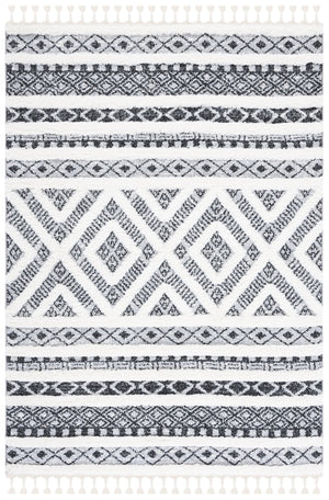 Safavieh Moroccan Tassel Shag Area Rug - Elegant Power Loomed Design With Durability And Timeless Charm Grey ,Ivory Polypropylene Pile Mts628f-7sq