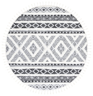 Safavieh Moroccan Tassel Shag Area Rug - Elegant Power Loomed Design With Durability And Timeless Charm Grey ,Ivory Polypropylene Pile Mts628f-7sq