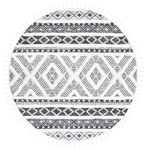 Safavieh Moroccan Tassel Shag Area Rug - Elegant Power Loomed Design With Durability And Timeless Charm Grey ,Ivory Polypropylene Pile Mts628f-7sq