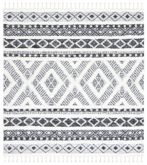 Safavieh Moroccan Tassel Shag Area Rug - Elegant Power Loomed Design With Durability And Timeless Charm Grey ,Ivory Polypropylene Pile Mts628f-7sq
