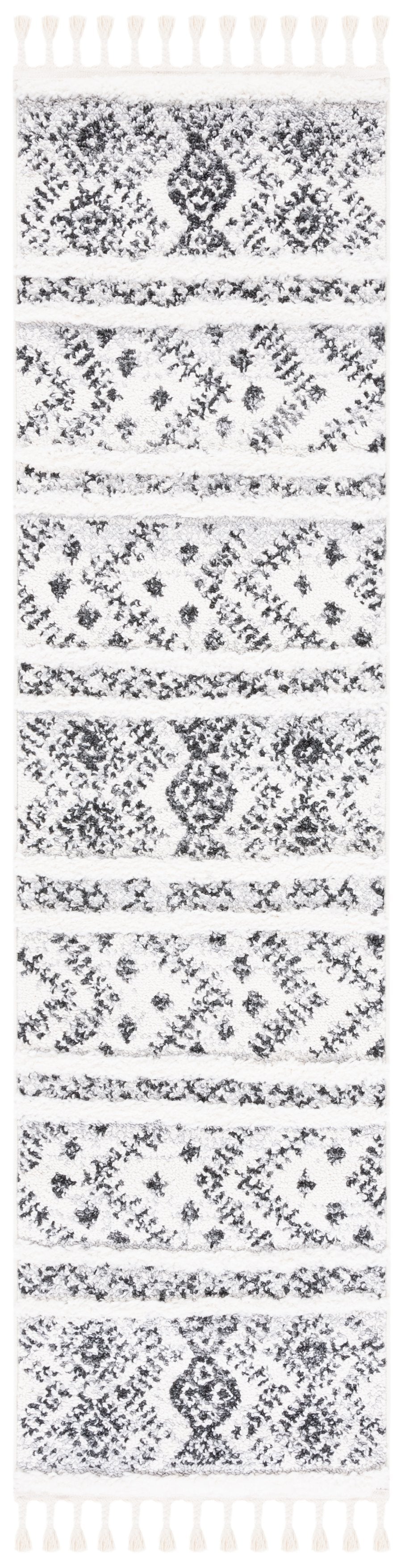 Safavieh Moroccan Tassel Shag Area Rug - Luxurious Power-loomed Design For Home Decor And Comfort Ivory ,Grey Polypropylene Pile Mts630a-8