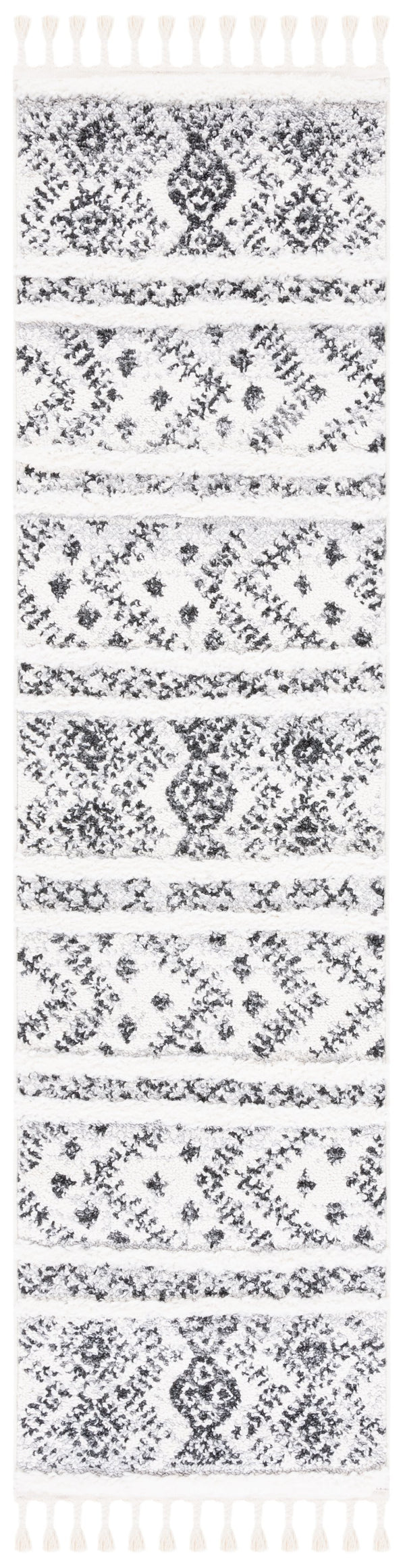 Safavieh Moroccan Tassel Shag Area Rug - Luxurious Power-loomed Design For Home Decor And Comfort Ivory ,Grey Polypropylene Pile Mts630a-8