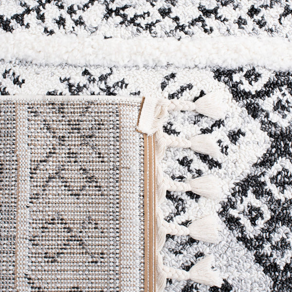 Safavieh Moroccan Tassel Shag Area Rug - Luxurious Power-loomed Design For Home Decor And Comfort Ivory ,Grey Polypropylene Pile Mts630a-8