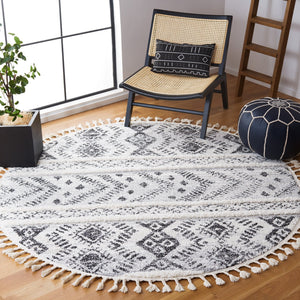 Safavieh Moroccan Tassel Shag Area Rug - Luxurious Power-loomed Design For Home Decor And Comfort Ivory ,Grey Polypropylene Pile Mts630a-8