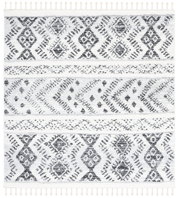 Safavieh Moroccan Tassel Shag Area Rug - Luxurious Power-loomed Design For Home Decor And Comfort Ivory ,Grey Polypropylene Pile Mts630a-8