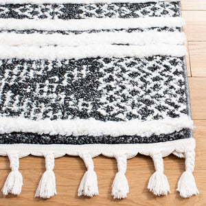 Safavieh Moroccan Tassel Shag Area Rug - Luxurious Black And Ivory Design For Stylish Home Décor Upgrade Black ,Ivory Polypropylene Pile Mts632z-7sq