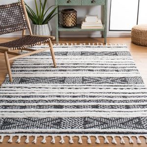 Safavieh Moroccan Tassel Shag Area Rug - Luxurious Black And Ivory Design For Stylish Home Décor Upgrade Black ,Ivory Polypropylene Pile Mts632z-7sq
