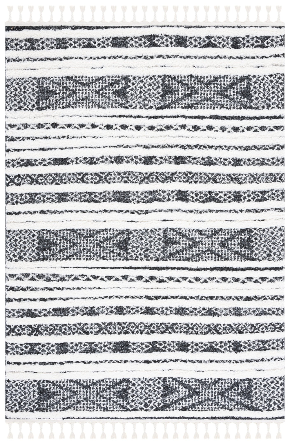 Safavieh Moroccan Tassel Shag Area Rug - Luxurious Black And Ivory Design For Stylish Home Décor Upgrade Black ,Ivory Polypropylene Pile Mts632z-7sq