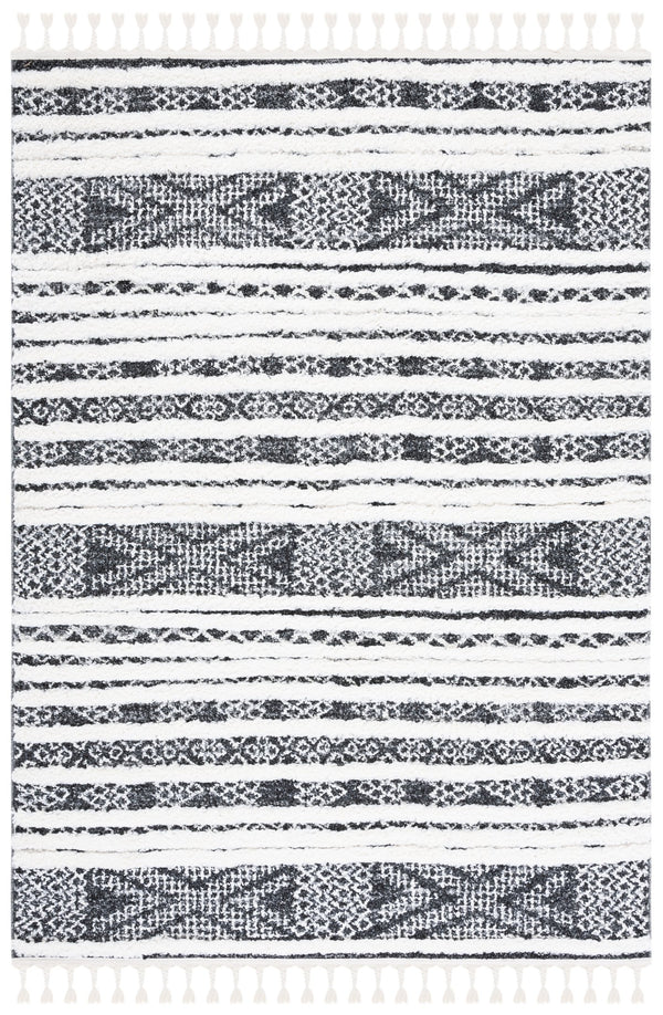 Safavieh Moroccan Tassel Shag Area Rug - Luxurious Black And Ivory Design For Stylish Home Décor Upgrade Black ,Ivory Polypropylene Pile Mts632z-7sq